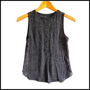 LOFT Sleeveless Blouse Top Black White Dotted Casual Petite XSP